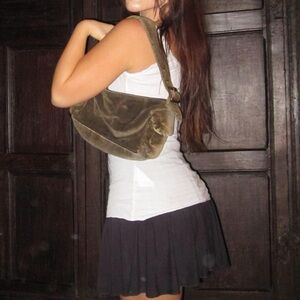 Stylish Tan Shoulder Bag Ladies small velvet lined bag from GAP